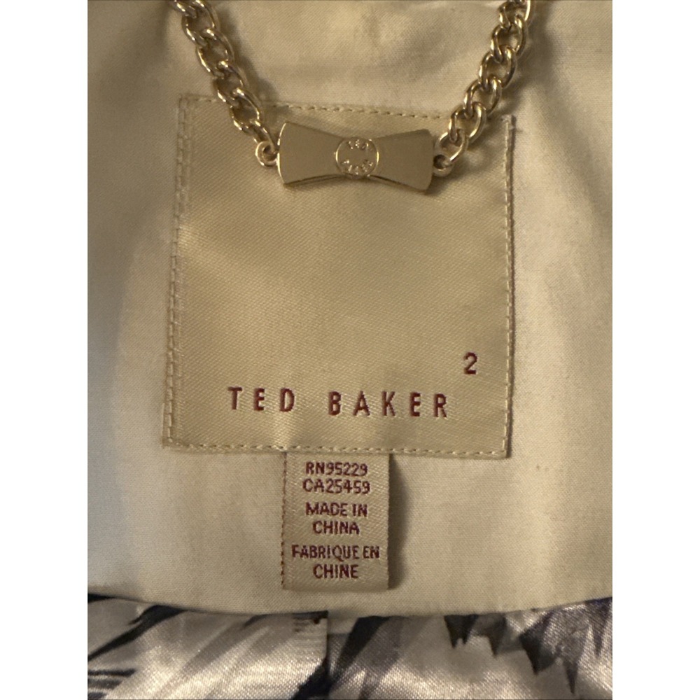 Ted Baker Wms Beige Trench Coat Cropped Dble Breast Sz 2 US 4-6 S Neutral Jacket - Picture 11 of 16